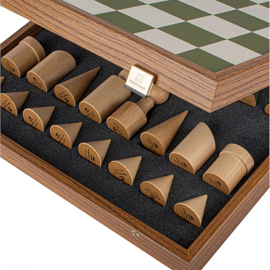 Manopoulos Wooden Chess Pawns Handmade Green / White / Beige 8.5cm