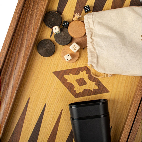 Manopoulos Manopoulos Holz Damespiel & Würfel Für Backgammon Handgefertigt Braune 20cm