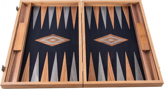 Manopoulos Manopoulos Backgammon & Schach Set Holz-Pülia & Würfel Handgefertigt Schwarzes 17cm