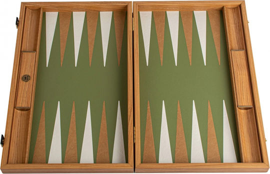 Manopoulos Leatherette Wooden Checkers & Dice Set for Backgammon Handmade Green / Yellow