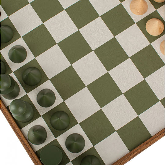 Manopoulos Wooden Chess Pawns Handmade Green / White / Beige 8.5cm