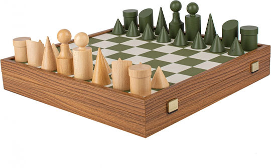 Manopoulos Wooden Chess Pawns Handmade Green / White / Beige 8.5cm