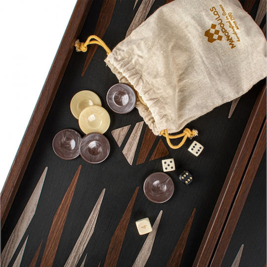 Manopoulos Handmade Wooden Checkers & Dice Set for Backgammon