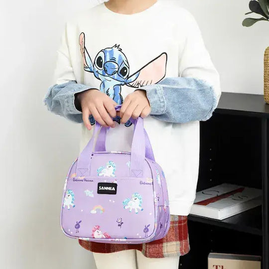 Schulische Isolierte Kinder Lunchtasche Handtasche 6lt Lila Einhörner