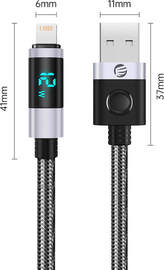 Orico LED USB-A към Lightning кабел 12W Черен 0.5m
