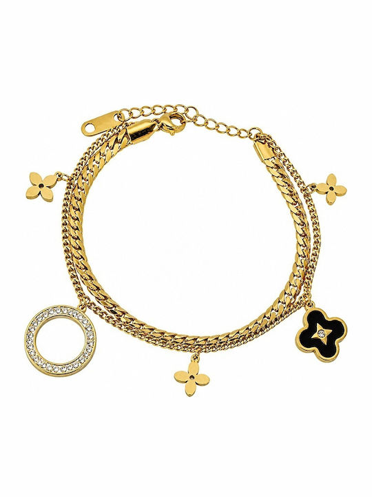 Velve Brățară Pentru Femei Lanț Din Oțel Placat Cu Aur Cu Zircon 19.5cm
