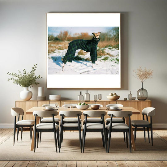Панел Dog In Plaid Coat In Snow Куче Каре Палто В Сняг 110x110
