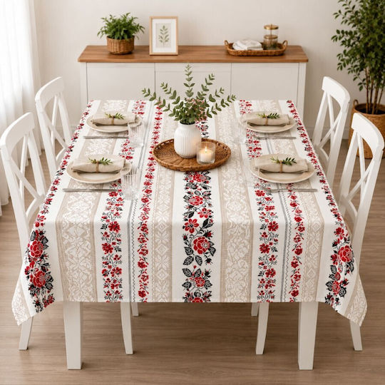 Pucioasa Față De Masă Din Bumbac Roșie 140x180cm Pucioasa Față De Masă Din Bumbac Roșie 140x180cm