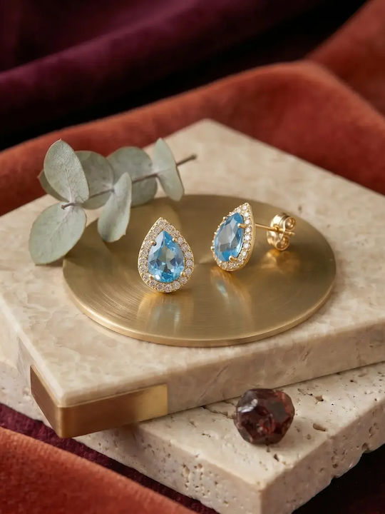 Vergoldete Ohrringe aus 9K Gold mit Türkis Steinen