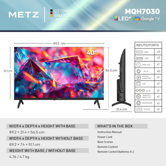 Metz Smart Televizor 40" Full HD QLED 40MQH7030Z HDR (2026)