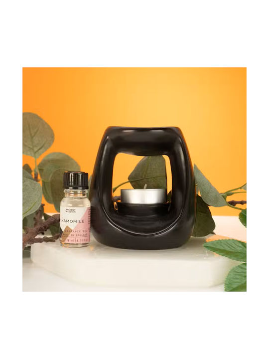 Large Oval Pebble Oil Burner Black Ancient Wisdom