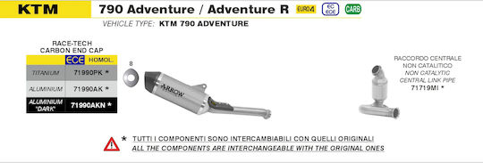 Arrow Exhaust Titanium Race-tech Carbon End Cap Ktm 790 Adventure '25-'26 71990pk.titanium