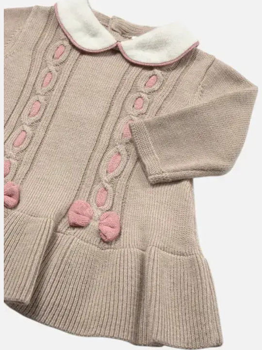 Mädchenkleid Gestrickt Braun Hell
