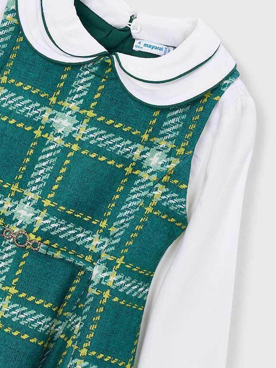 Mädchenkleid Langärmelig Samt Grün