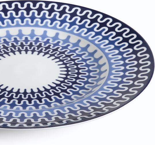 Ionia Illusion Serving Platter of Blue Porcelain with Diameter 30cm