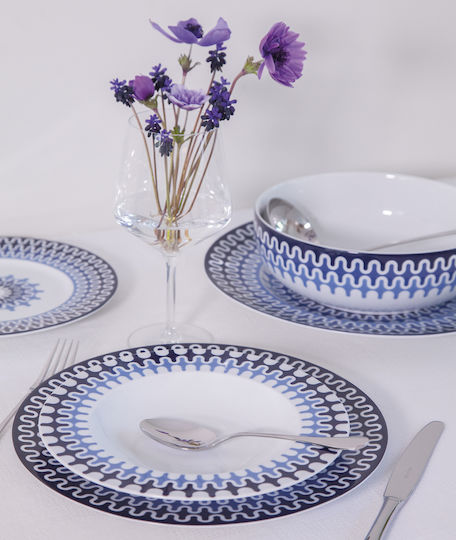 Ionia Illusion Serving Platter of Blue Porcelain with Diameter 30cm
