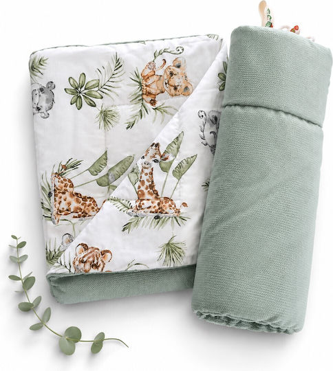 Maboo Одеяло Детски пелени за пелени Велур Бяло Happy Savanna 75x100см.