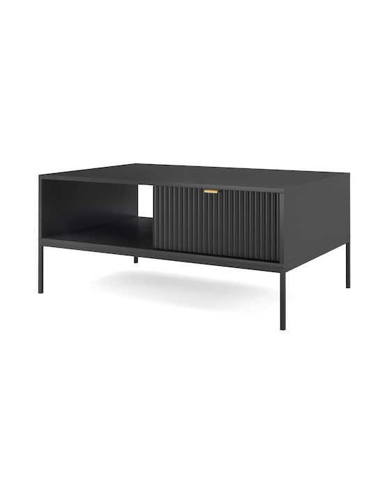 Central Rectangular Coffee Table Nova Wooden with Drawers Grey 104x68x46cm