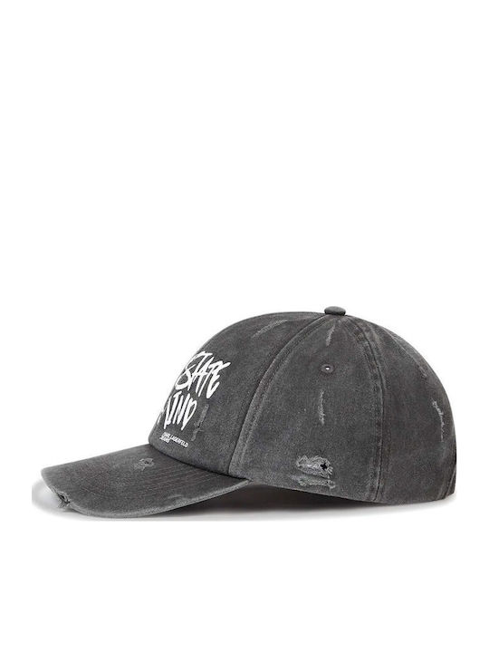 Karl Lagerfeld Jeans Cap Washed Canvas Quote Cap Dark Grey
