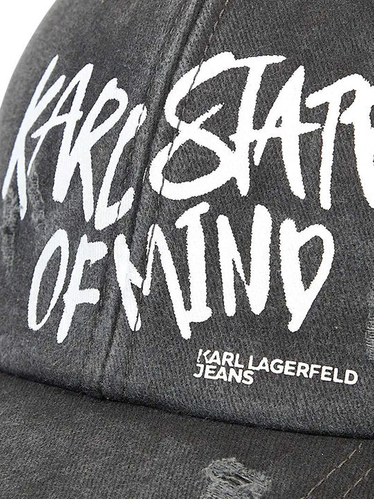 Karl Lagerfeld Jeans Cap Washed Canvas Quote Cap Dark Grey