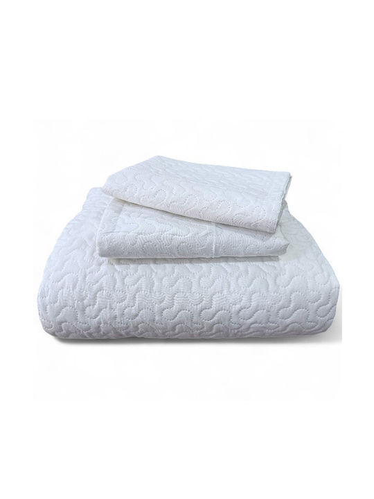 SpitiBazaar SpitiBazaar Tagesdecken Übergröße Baumwolle Weiß 220x240cm 3 Stück