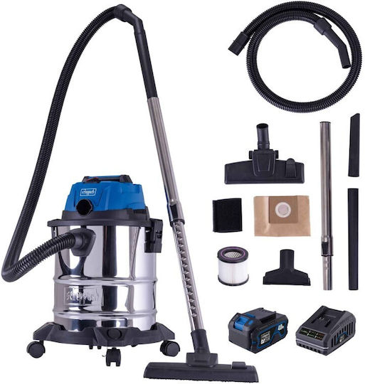Scheppach Rechargeable Wet-Dry Vacuum with Plastic Drum 20lt Grey