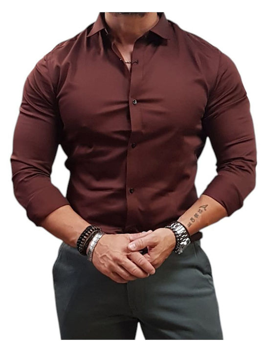 Jack & Jones Parma Langärmeliges Herrenhemd in Enge Passform Bitter Chocolate
