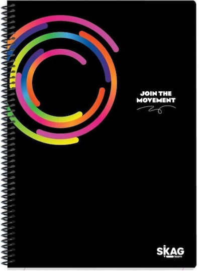Skag Spiral Notebook Ruled B5 60 Sheets 2 Subjects Black