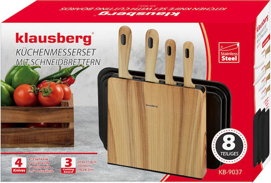 Klausberg Klausberg Rostfreier Stahl Kochgeschirr-Set Mit Ständer 8 Stück Braun