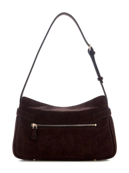 Ella Damen-Schultertasche aus Wildleder Espresso