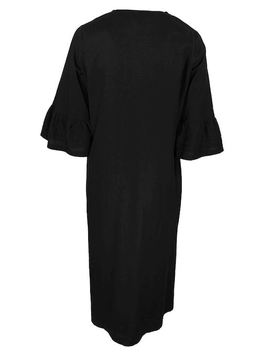 Summer Maxi Dress with Ruffles Black