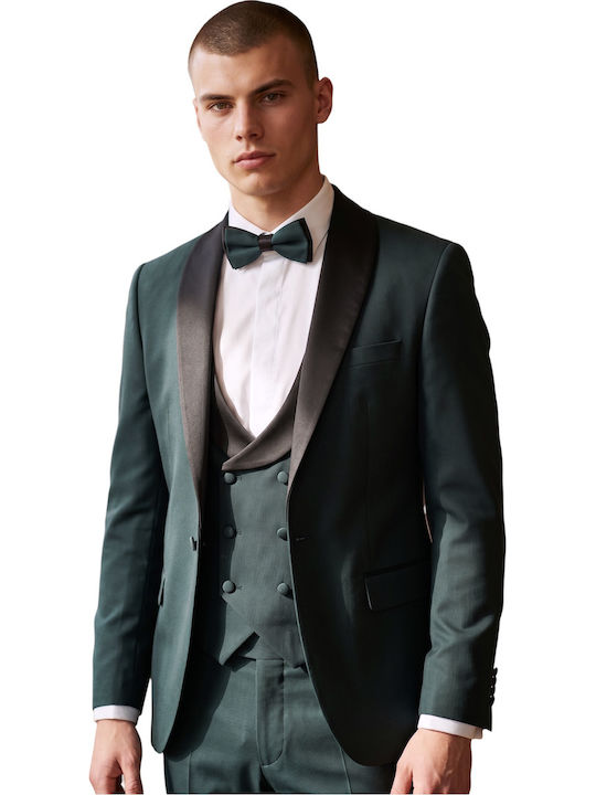 Men's Groom's Suit with Vest Green