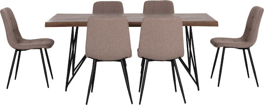 Esszimmermöbel-Set mit 6 Stücken 180x90cm