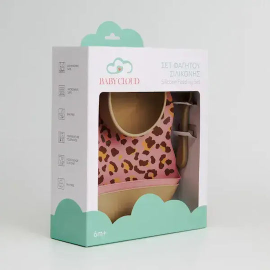 Baby Cloud Tiger Silicone Feeding Set with Anti-Slip Base 4 Pieces