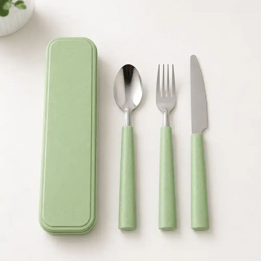 Pandaboo Baby Set with Fork in Case Light Blue 2 Pieces