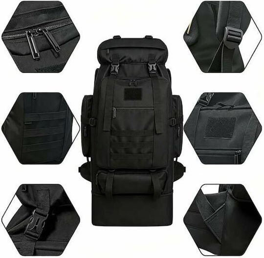 Military Backpack from Polyester Black 100lt
