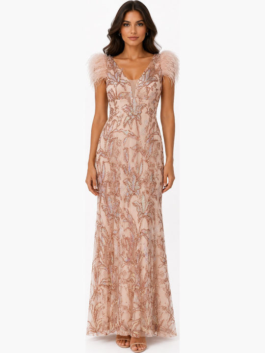 Sommer Maxi Damenkleid Rosa Nude