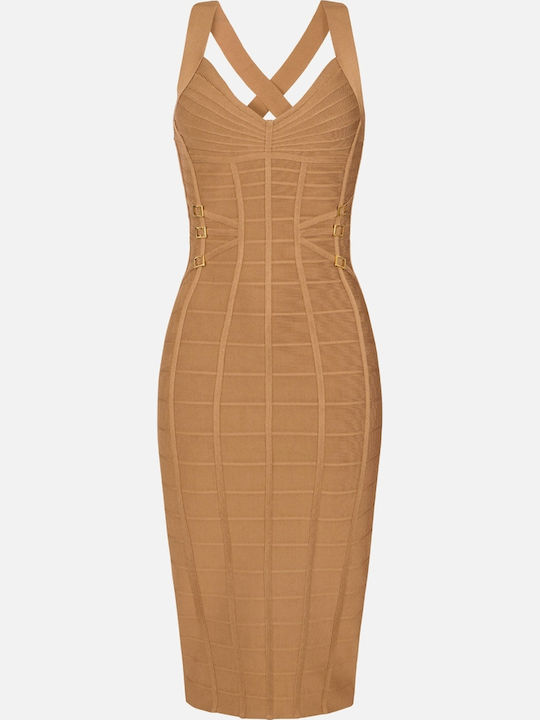 Midi Evening Dress Brown