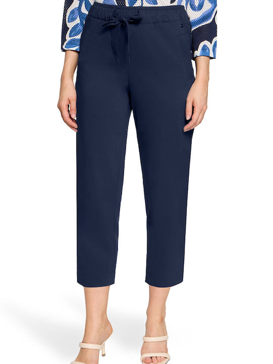 Betty Barclay Pantaloni Dama Capri Tesatura High Rise Cu Cauciuc În Linie Dreaptă Albastru Navyblue