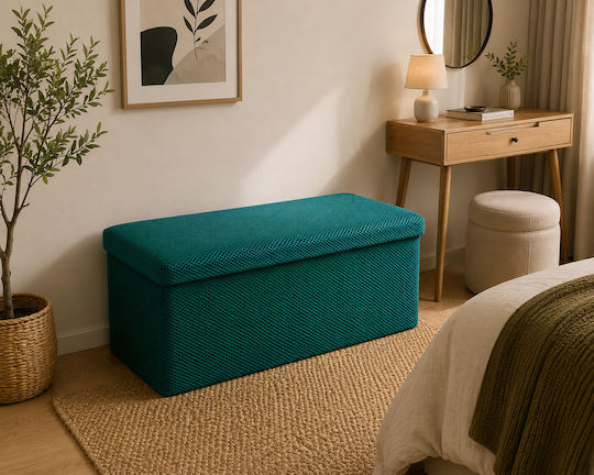 Bench Stool with Storage Space Upholstered with Fabric Green