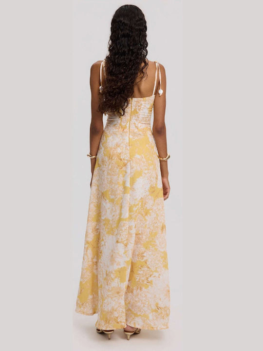 Summer Maxi Slip Dress for Wedding Christening Yellow Floral