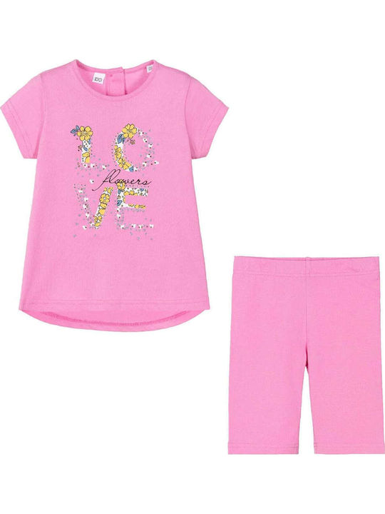 Kids Clothing Set with Leggings Summer 2 Pieces Pink 4.G555 G1-2415