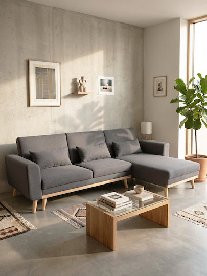 Rover Corner Sofa Bed with Reversible Angle Grey 253x70x86 cm