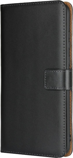 Klappbare Leder / Silikon Brieftasche Schwarz (Honor 8X)