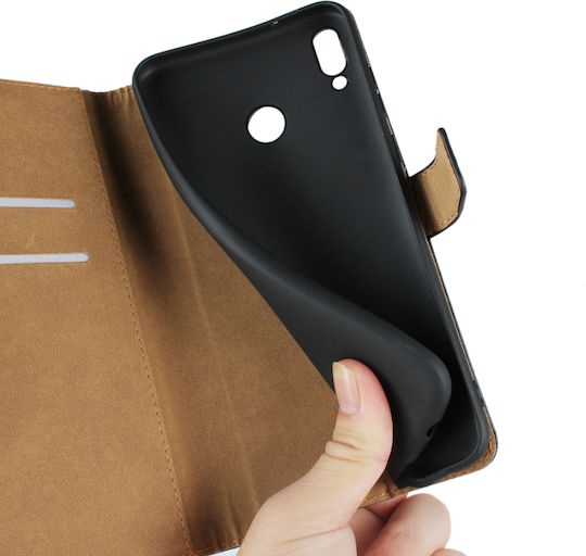 Klappbare Leder / Silikon Brieftasche Schwarz (Honor 8X)