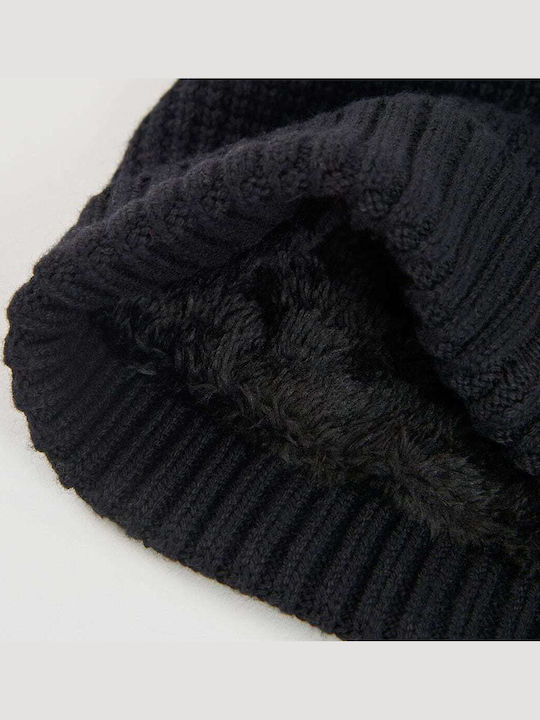 Kinder Beanie Gestrickt Schwarz