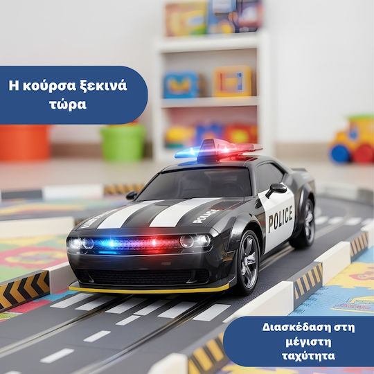 Mașină Teleghidată Rc Drift Mașină De Poliție 1:24 2.4ghz Tracțiune Integrală 2 Seturi De Anvelope Viteză Drift Obstacole Incluse Baterie Reîncărcabilă Cadou Ideal Jucărie Pentru Copii Adulți Neagră