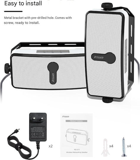 Set 2 Boxe de Instalare Inwa Pentru Exterior Bluetooth Rezistente La Apă Rezistente La Intemperii Boxe Audio Montate Pe Perete Sincronizare Nelimitată Multi-boxe 17x10x6 Cm Telefon Amazon Echo Dot Conectivitate Terasă Grădină Foișor Piscină Negru
