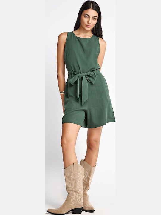 Women's Sleeveless One-piece Shorts Bistrot Green