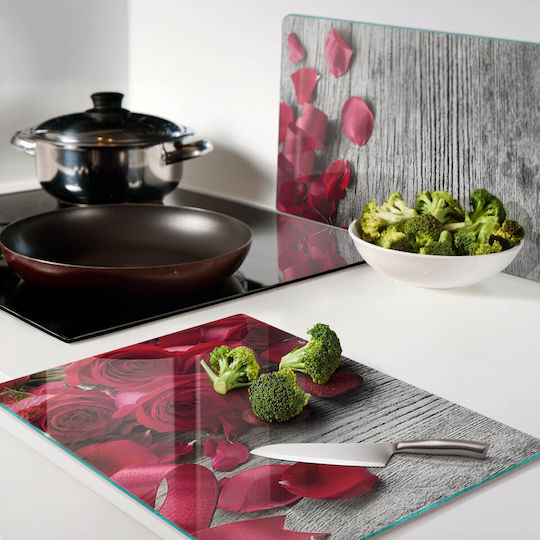 Tulup Set Tocătoare De Bucătărie Din Sticlă Roșie 52x40cm 2 Bucăți